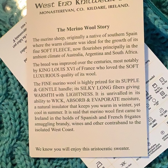 Aran Crafts 100% Merino Wool Made in Ireland knit sweater NWT - Picture 6 of 11
